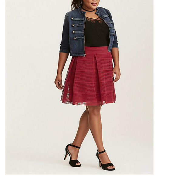 Torrid Flare Skirt Striped Burgundy 2X - Picture 4 of 8
